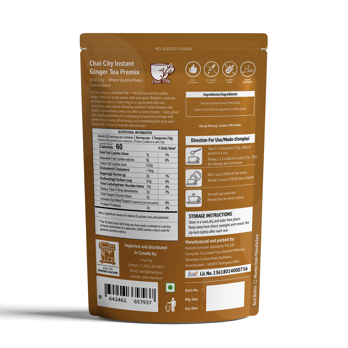 Instant Ginger Chai Tea Premix