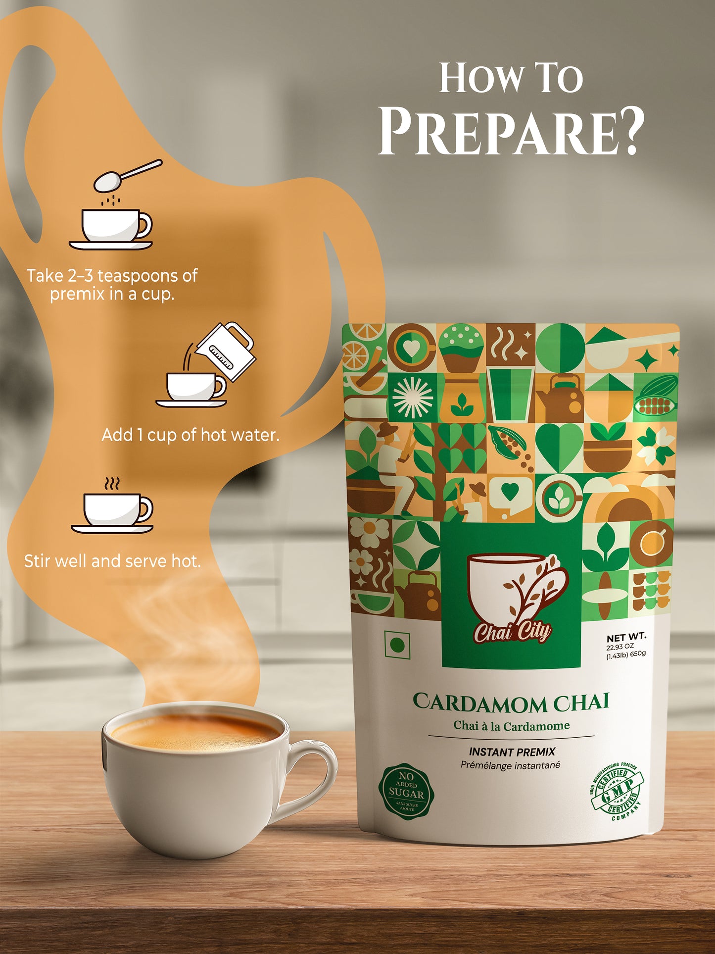 Instant Cardamom ( Elaichi ) Chai Tea Premix