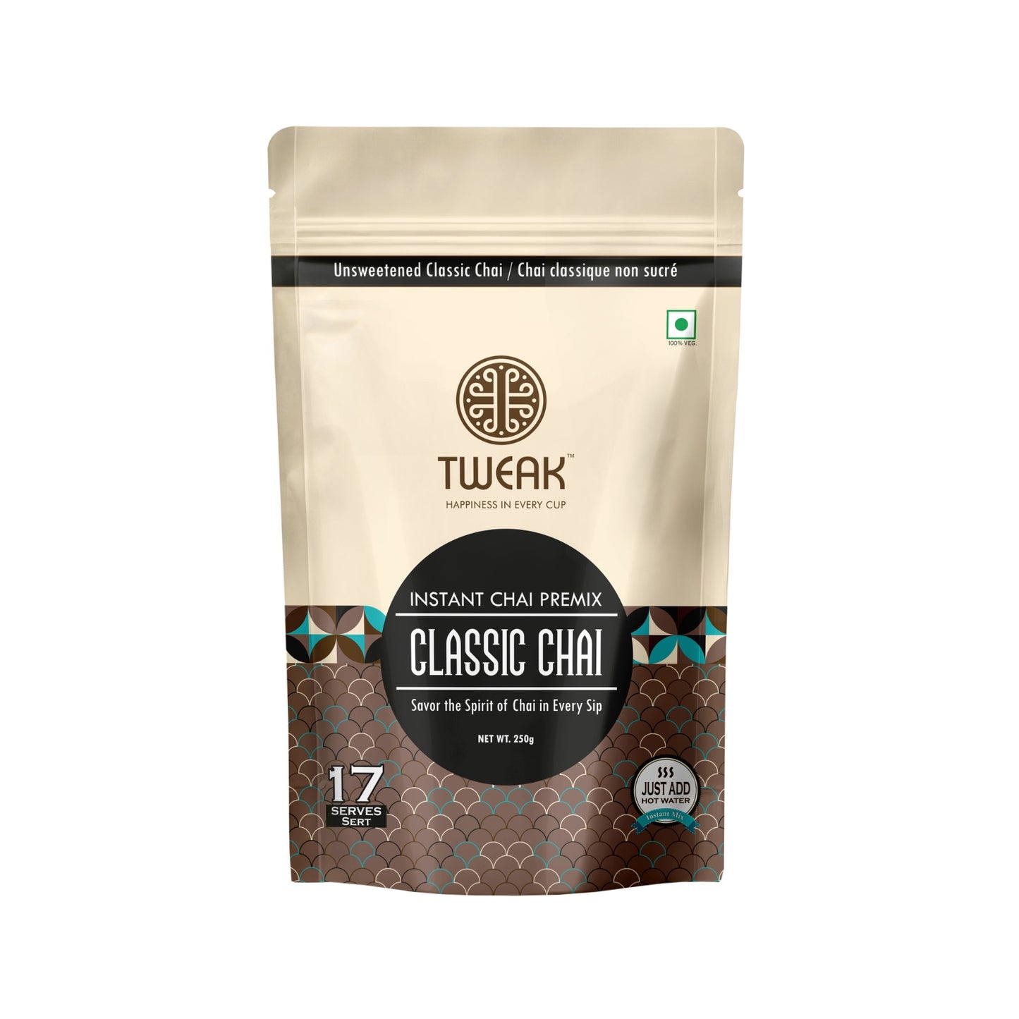 A clean cup of classic Indian chai made with milk and black tea