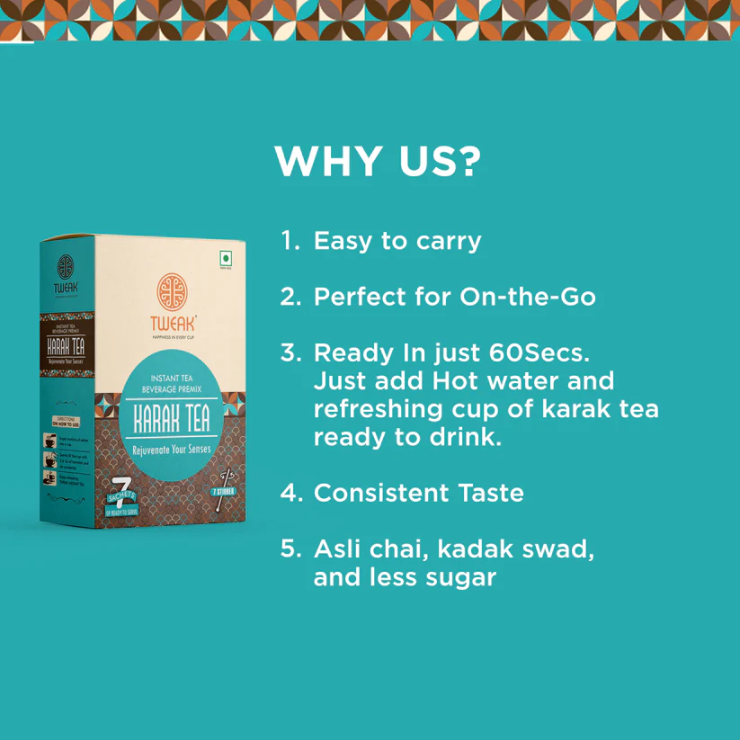 Compact, travel-ready sachets of Indian Karak chai for a bold tea experience