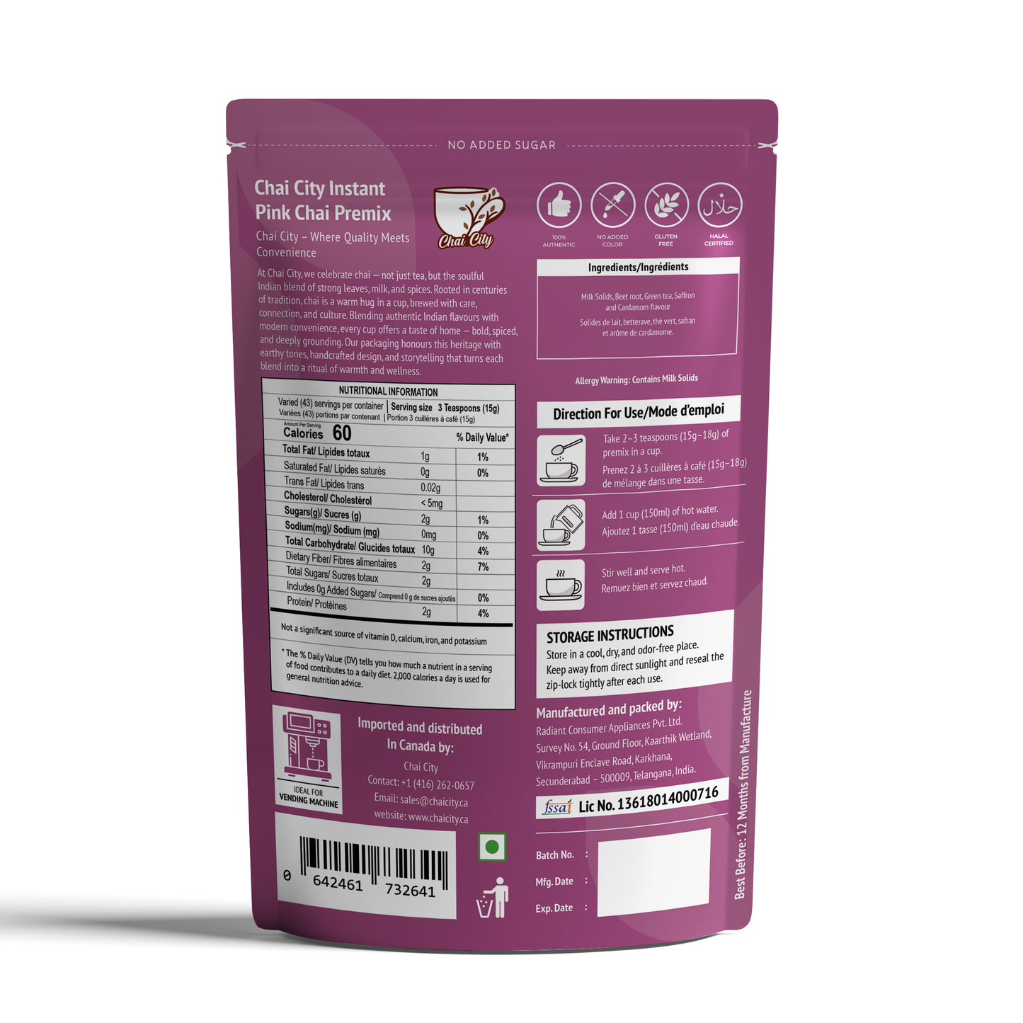 Instant Kashmiri Pink Chai Tea Premix