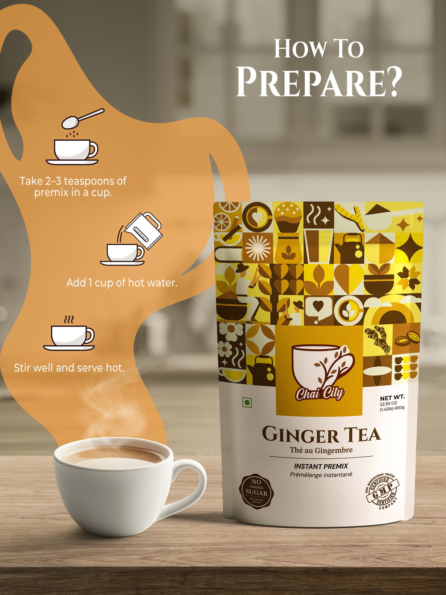 Instant Ginger Chai Tea Premix