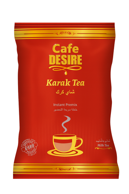 Front pouch of Instant Karak Chai Tea Premix with label and branding