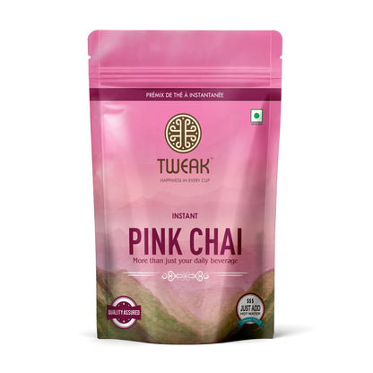 Front pouch of Instant Kashmiri Pink Chai Tea Premix with label