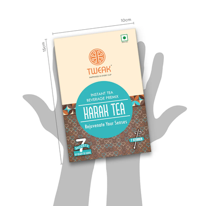 Creamy Karak chai latte served hot or iced, prepared using instant karak chai tea premix